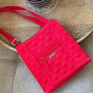 Vera Bradley quilted red shoulder bag bold color.classic diamond quilted design